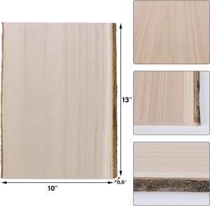 6 planches de bois rustiques, tranches de bois et dalles de bois à bord vivant pour le bricolage, naturelles et non finies, vierges pour centres de table - Product Image 3