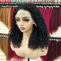 Peluca de Cabello Humano con Frente de Encaje Transparente sin Pegamento 13*4, Rizado Pixie, 200% de Densidad, Cabello Remy Brasileño, Color Natural