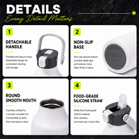 Bouteille d'eau sport personnalisée en acier inoxydable de 24 oz avec poignée, isolée sous vide, anti-fuite, avec paille, pour les voyages en extérieur