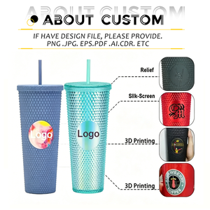 ขวดน้ำพลาสติก IDEA GIFT ขนาด 24 ออนซ์ สกรีนโลโก้ได้ ผิวสัมผัสแบบมีปุ่ม พร้อมฝาและหลอดดูด มีหลายสีให้เลือก แก้วน้ำพกพาสำหรับเดินทาง - Product Image 4