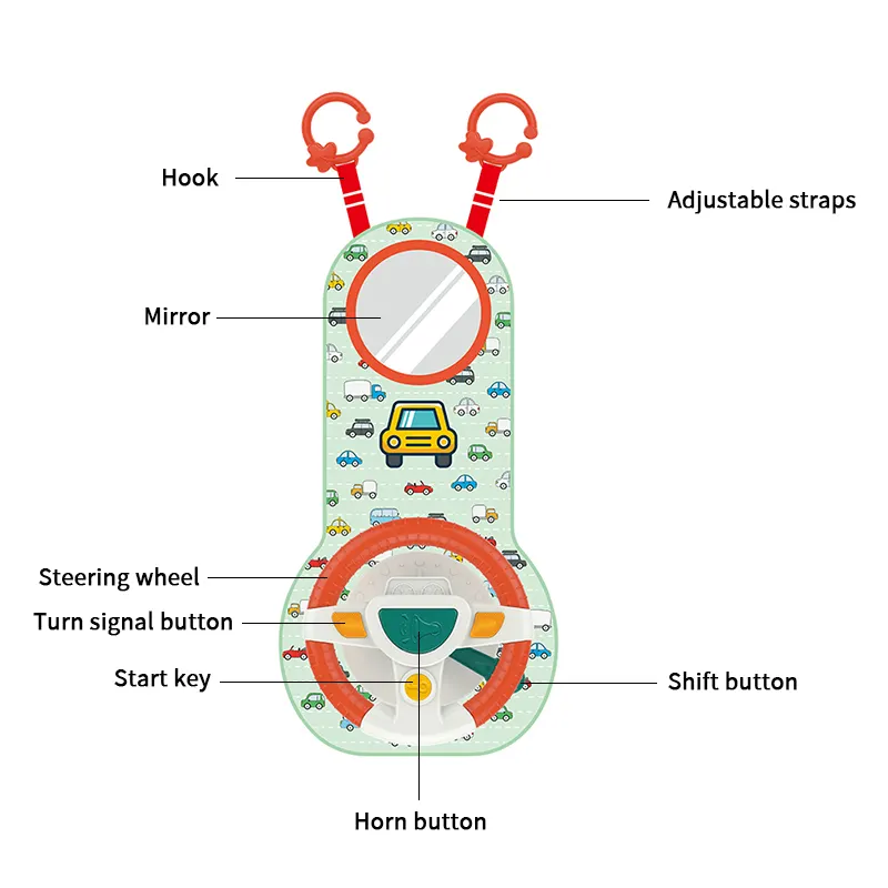자동차 회전 및 운전 게임 배우기 스티어링 휠 원더 휠 장난감 아기 카시트 장난감