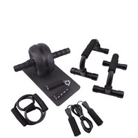 Kit de roulettes abdominales avec barres de pompes, corde à sauter, pince de musculation, appareil de musculation à ressort et genouillère pour la maison