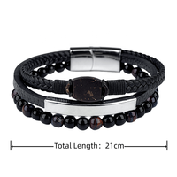 Bracelet intelligent NFC en cuir de coque de noix de coco avec boucle magnétique RFID 13,56 MHz, étanche, personnalisable, cadeau d'affaires OEM/ODM