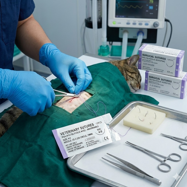 PetCare ALICE Absorbable Sterile Veterinary Surgical Sutures Needle Option Medical Nylon CE ISO Approved Surgical Instruments