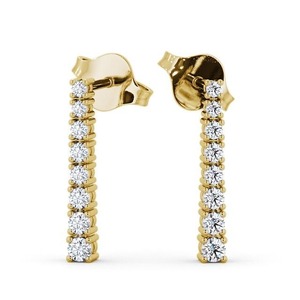 Venta al por mayor de joyería fina, pendientes de diamantes cultivados en laboratorio redondos certificados, barra de oro macizo de 18 quilates, pendientes rectos para mujer, joyería para niñas - Product Image 1