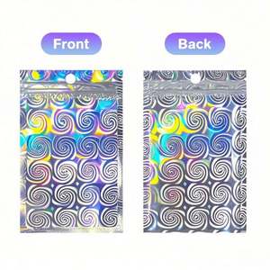 Sachets en plastique réutilisables anti-odeur à motif spiralé avec trois joints latéraux, holographiques, en stock - Product Image 2