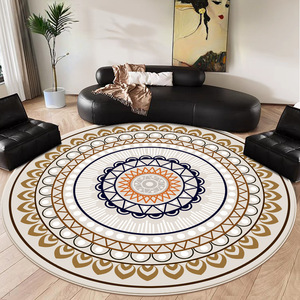 Alfombra redonda artística de lujo ligero, con patrón de medallón de terciopelo cristalino, antideslizante, para sala de estar, dormitorio, decoración del hogar - Product Image 3