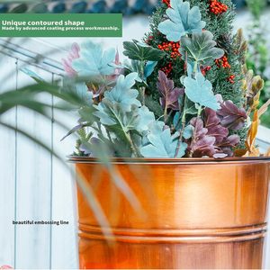 Set di 2 Fioriere in Acciaio Zincato <span class=keywords><strong>Alte</strong></span> 28 Pollici, Resistenti alle <span class=keywords><strong>Macchie</strong></span>, Fatte a Mano per Uso Esterno/Interno/Portico - Include 2 Vasi - Product Image 5