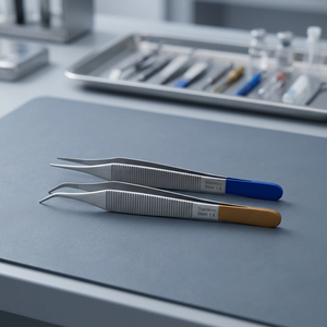 Ensemble Dyna International de 2 pinces à dissection Adson de qualité supérieure en acier inoxydable de qualité médicale, 11 pouces, droites et courbées, colorées - Product Image 3