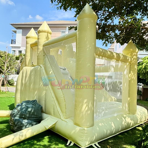 บ้านลมสีเหลืองพาสเทลสำหรับงานปาร์ตี้ พร้อมสไลเดอร์และบ่อบอล - Product Image 4