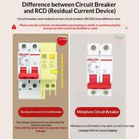 DELIXI 2P 63A 230V 6kA RCBO Pemutus Sirkuit Kurva C 50/60Hz Tembaga PA66 Perlindungan Kebocoran Beban Berlebih Sirkuit Pendek MCB Untuk Penggunaan Rumah Tangga