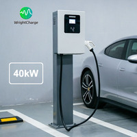 Cargador de Pared DC CCS GBT 40kW para Vehículos Eléctricos, Compacto, Certificado CE, IK10, con Tarjeta RFID, Protección contra Rayos, Pago POS, WrightCharge