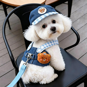 Wholesale Dropshipping Denim Pet Harness <b>Leash</b> Set Summer Universal Clothes for Cats & <b>Dogs</b>, Custom Supported - Product Image 1
