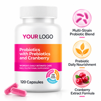 Probiotiques en capsules avec prébiotiques et canneberges, marque privée OEM, complément alimentaire quotidien pour femmes, approvisionnement en gros direct usine