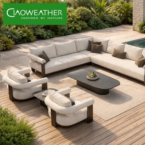 Ensemble de canapés de luxe modernes <span class=keywords><strong>en</strong></span> aluminium <span class=keywords><strong>en</strong></span> forme de L, mobilier de jardin, mobilier de piscine <span class=keywords><strong>en</strong></span> métal, canapés d'extérieur - Product Image 1