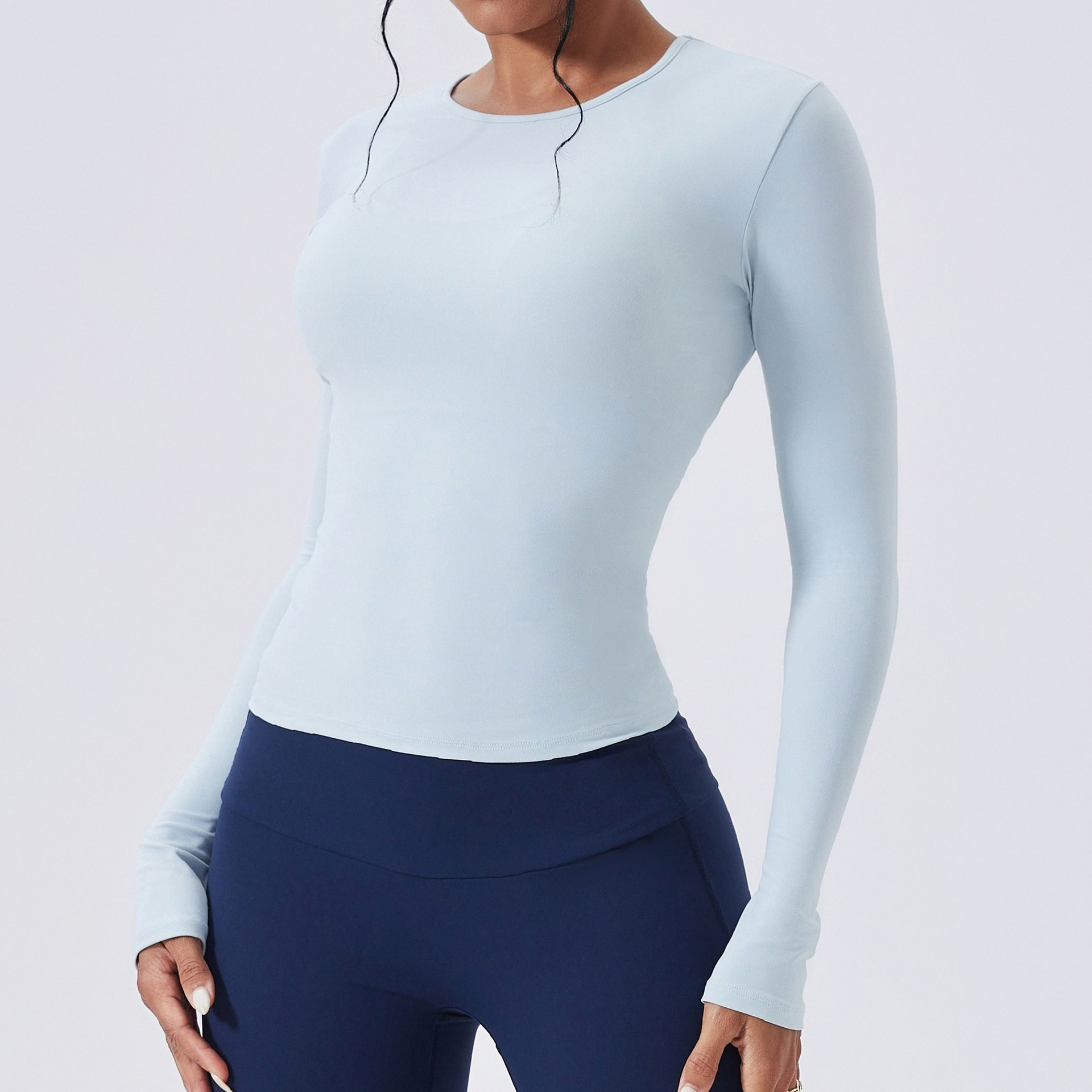 Custom Anti-Bacterial Skinny New Fashion Long Sleeve Solid Shirts Breathable for Fitness Women Autumn and Winter Yoga Top