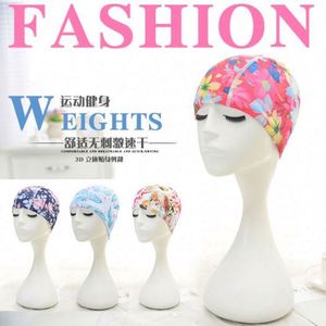 Bonnets de bain sportifs en silicone imprimés pour femmes, protège les oreilles, pour cheveux longs, accessoires de natation - Product Image 5