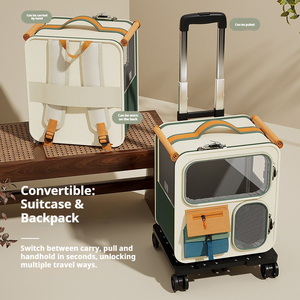 Sac à dos de transport pour animaux de compagnie 3-en-1, pliable, imperméable, avec roues amovibles, en toile respirante, pour chats et petits chiens - Product Image 2
