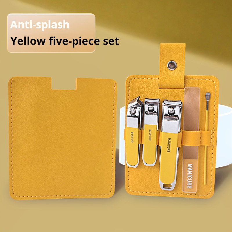 Étui en cuir amovible/jaune d'œuf/coupe-ongles, ensemble de 5 pièces