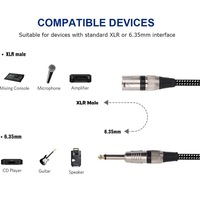 XLR Erkek - 1/4 İnç TS Kablolar Naylon Örgülü XLR 3 Pin Erkek - Çeyrek İnç 6.35mm TS Dengesiz Ara Bağlantı Kablosu Mikrofon Kablosu