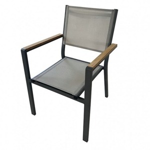 Uplion Modern Design Metal <b>Frame</b> Chair with <b>Oak</b> Wood Armrest Comfortable Outdoor Patio Garden Dining Furniture for Park Villa - Product Image 1