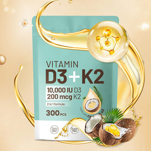 Cápsulas Blandas de Vitamina D3 K2 con Aceite de Coco, Complejo VIT D y K, Favorece la Absorción de Calcio, Salud Ósea, Inmunológica y Cardíaca, para Adultos, 300 Unidades - Product Image 1