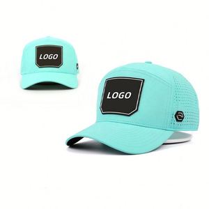 Tùy Chỉnh <span class=keywords><strong>PVC</strong></span> Logo Hóa Đơn Phẳng Cao Cấp 5 Bảng Điều Chỉnh Gorras Hat Laser Đục Lỗ Lưới Mũ Bóng Chày Với Cao Su Vá Hiệu Suất Golf Mũ - Product Image 1