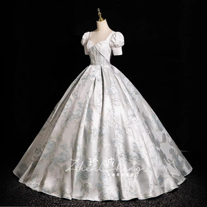 Evening Gown Sweetheart Neckline Floral Print Empire Waist Tulle Skirt Student Formal Dress Coming Of Age Ceremony Host Wear - Product Image 3