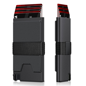 Minimalista Delgado RFID Antirrobo Porte <span class=keywords><strong>Cartes</strong></span> Smart Card Holder Rfid Pop up Mens Switch Wallet RFID Bloqueo con banda de efectivo - Product Image 2