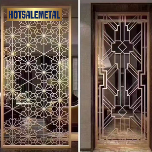 Foshan Home <b>Decor</b> Luxury Fixed Art Laser Cut Engraved Brushed Stainless Steel Retractable Multifunctional Partition Room Divider - Product Image 6