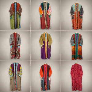 Robe Kimono Longue en Soie Grande Taille Respirante avec Col en V et Patchwork pour Femme – Luxe, Élégance Bohème, Décontractée, Tenue de Nuit Automne Chic - Product Image 3