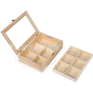 Caja de almacenamiento de té de madera con tapa transparente, compartimentos de 2 niveles, cerradura de seguridad retro para organización de bolsitas de té - Product Image 5