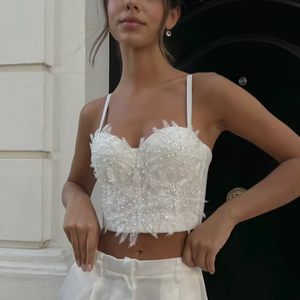 All'ingrosso manifattura canotta di perle in pizzo a spina di pesce bustino reggiseno Top da donna corsetti in pizzo Femme Korset Per Femra - Product Image 1