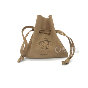 Pochette en cuir et toile de fabrication artisanale, pochette en velours de haute qualité, pochette cadeau en cuir personnalisée avec logo et motif pour bijoux - Product Image 1