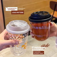 Koffiebeker met eigen logo, wegwerpbaar, 360ml, transparant, 92mm PET beker, 14oz, food grade beker met deksel, ijskoffie beker, bedrukte U-vormige beker