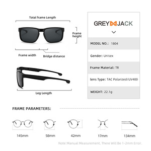Lunettes de soleil de sport Greyjack, monture TR90, verres polarisés, protection UV400, pour le cyclisme, la conduite, la pêche, les activités de plein air - Product Image 4