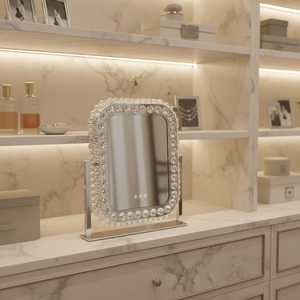 Square Desktop Led Crystal <b>Makeup</b> <b>Mirror</b> <b>with</b> Frame - Product Image 2