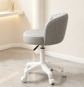 Modern Adjustable Swivel <b>Vanity</b> <b>Chair</b> Upholstered Round Seat Rolling Studio <b>Chair</b> <b>with</b> Footrest - Product Image 3