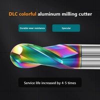 HRC55 2-Flauta DLC Recubierto de carburo CNC Fresado Molino de extremo de bola Fresa de extremo cuadrado Broca de enrutador para aluminio