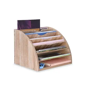 6 ripiani regolabili selezionatore di file salva spazio organizzatore di vassoi per lettere in carta scatola di file in legno
