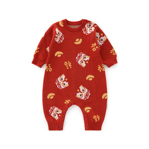 Salutations du <span class=keywords><strong>nouvel</strong></span> <span class=keywords><strong>an</strong></span> bébé barboteuses hiver coton tricoté combinaisons pour hommes femmes bébé épaissi nouveau-né ramper vêtements - Product Image 2