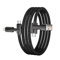 Cable de Carga 4 en 1 de Nailon Trenzado de 100W, USB-A y USB-C a Interfaz IOS y Tipo-C, Cable Universal de Carga Rápida y Sincronización de Datos