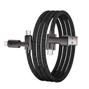 Câble de charge 4 en 1 en nylon tressé 100W, USB-A et USB-C vers interface IOS et Type-C, charge rapide universelle, synchronisation des données - Product Image 1