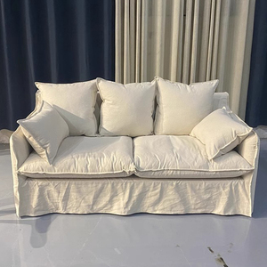 Canapé trois places moderne et simple en tissu coton-lin pour villa et atelier, couleur personnalisable, design extensible et démontable - Product Image 2