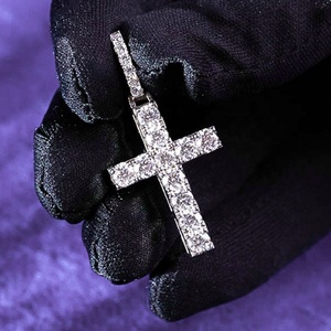 Fine Jewelry Pass Diamond <span class=keywords><strong>Tester</strong></span> Hip Hop D Couleur Moissanite Halo Square Pendentif Croix Homme Avec Argent Sterling 925 GRA - Product Image 3