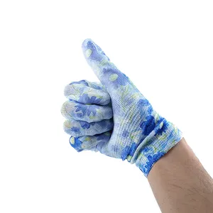 13G Polyester Finish Coated Construction Work Safety PU Safety Gloves PU Palm Coated Gloves