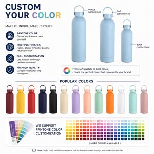 Custom logo 350ml 500ml <b>750ml</b> 1000ml Stainless Steel Vacuum Flask Soft Rubber Paint Insulated Gym Sport Water <b>Bottle</b> with Handle - Product Image 6