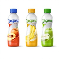 Étiquettes thermorétractables personnalisées en gros, écologiques, durables, réutilisables et imperméables (autres) pour bouteilles de yaourt, imprimées en enveloppement complet
