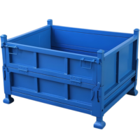 Bac de stockage en acier pliable et empilable robuste pour entrepôt, conteneur en acier, équipement de transport et de stockage