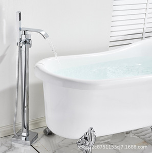 Robinet de <span class=keywords><strong>baignoire</strong></span> haut de gamme sur pied avec douchette à main, barre coulissante <span class=keywords><strong>en</strong></span> acier inoxydable poli pour <span class=keywords><strong>douche</strong></span> pluie douce - Product Image 3